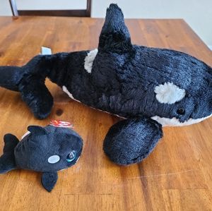 Orca Whale Plush Set - momma and Teeny Ty baby